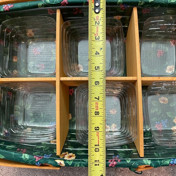 Longaberger Medium Classic Gathering Basket w/ Emerald Vine liner & 7 dividers